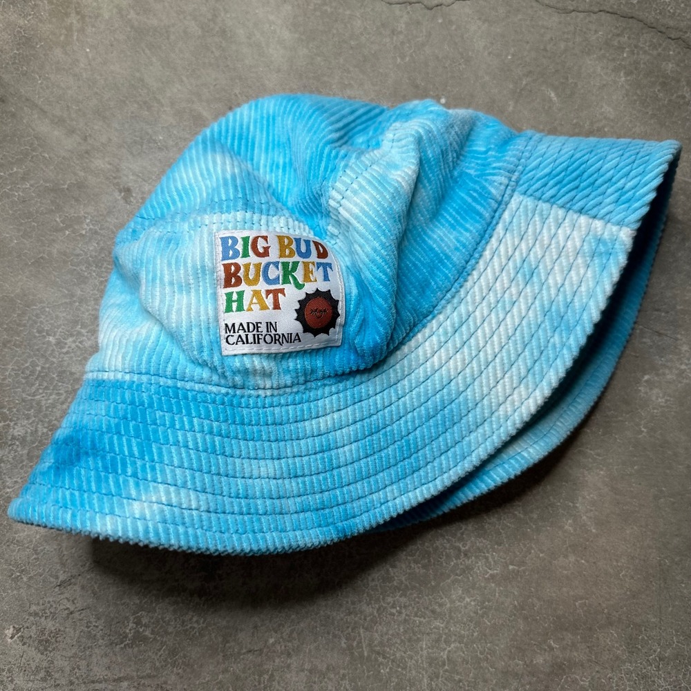 Big Bud Press Blue Tie Dye Corduroy Bucket Hat Made in USA California Patch - Picture 2 of 6